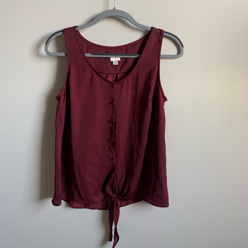 Wine Button Down Tank Top